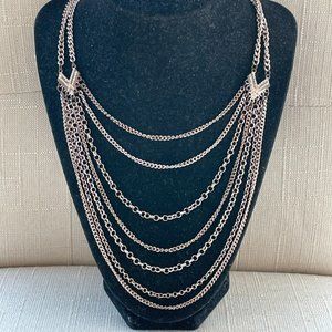 Nicole Miller Women Necklace Gold Tone Chain Multi Layer Statement Jewelry